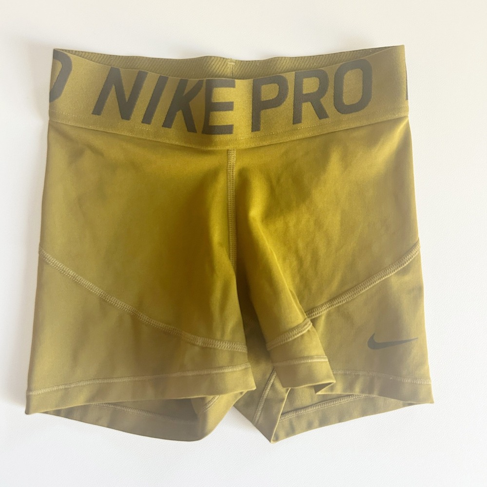 Nike Pro Womens Olive Green Dri-FIT Compression Athletic Workout Shorts Size XS